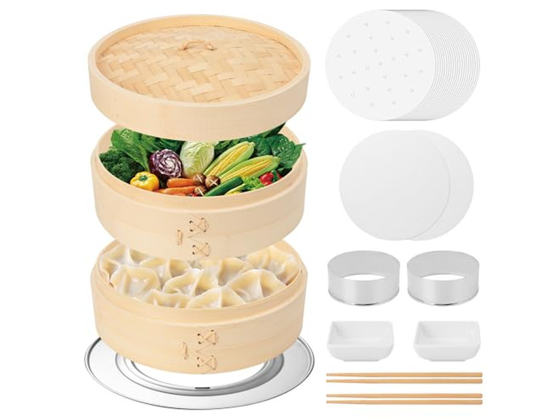 गैस फूड सिलिकॉन बांस की भाप टोकरी