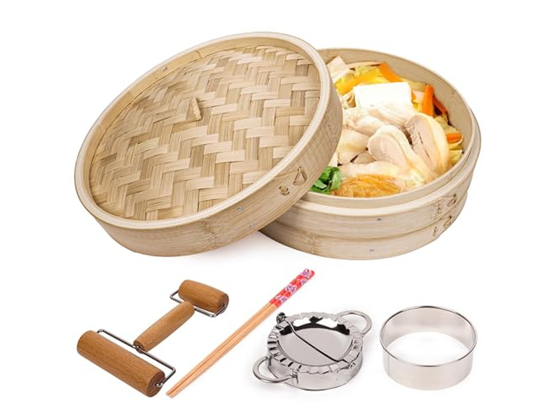 स्टीमर डिम सम बंबू 10 बांस की भाप टोकरी