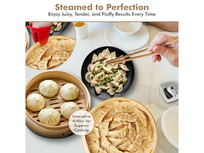 6 मोमो बन स्टीम सब्जियाँ बांस की भाप टोकरी