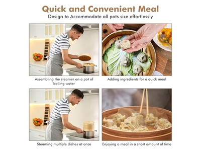 6 मोमो बन स्टीम सब्जियाँ बांस की भाप टोकरी