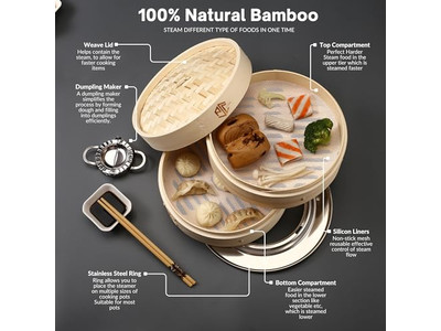 खाना पकाने के लिए एल्यूमिनियम स्टीमर बांस की भाप टोकरी