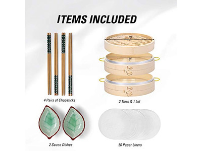 बांस किचन 3 लेयर बांस की भाप टोकरी