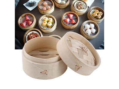 बिग मोमो डिम सम स्टीमर्स बांस की भाप टोकरी