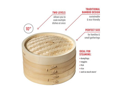 डिम सम पकाने के लिए चीनी बांस की भाप टोकरी