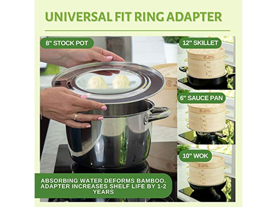 फोल्डिंग स्टीमिंग 10 इंच बांस की भाप टोकरी