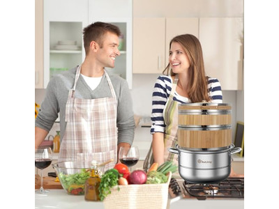 पॉट सेट्स कुकवेयर बांस की भाप टोकरी