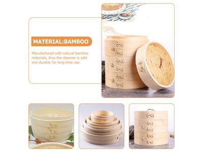 प्रोडक्ट्स स्टीमर्स 3 टियर बांस की भाप टोकरी