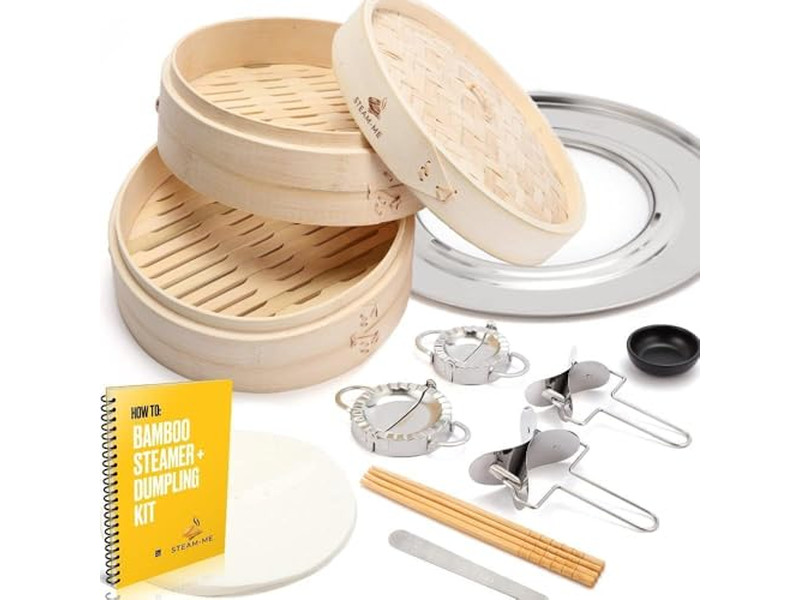 सेट वुड गैस मोमो सॉसेज बांस की भाप टोकरी