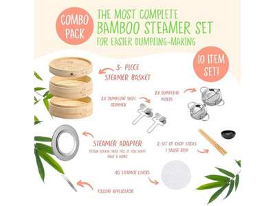 सेट वुड गैस मोमो सॉसेज बांस की भाप टोकरी