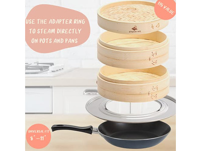 सेट वुड गैस मोमो सॉसेज बांस की भाप टोकरी