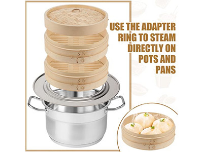 स्टीम पॉट्स सेट्स बांस की भाप टोकरी