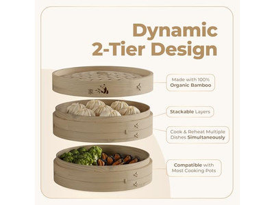 स्ट्रीमर वुडन स्टीमर्स बांस की भाप टोकरी